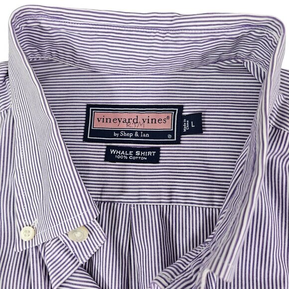 Vineyard Vines Men’s Button Stripe Down Long Sleeve Cotton Whale Shirt – Large** - Picture 5 of 16